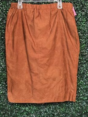 Sleek Rust Pencil Skirt with Elastic Waist